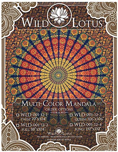 Wild Lotus Mandala Tapestry Assorted Multi-Color Twin