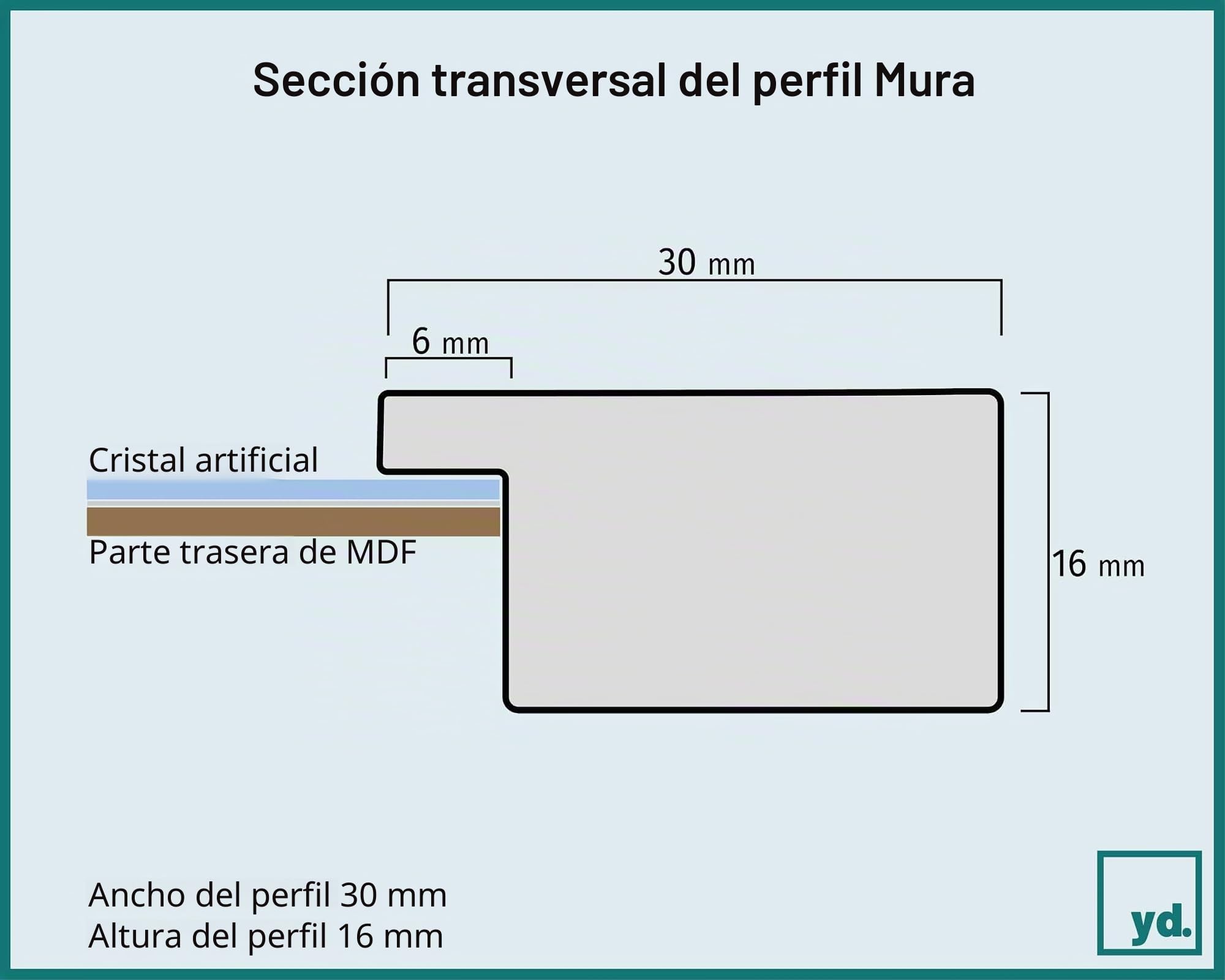 yd. Marco de fotos 33x98 cm Blanco Mate - Marco de MDF Mura | Your Decoration, Cristal acrílico antirreflejos, Montaje en pared, Apta para fotos, pósteres o puzles, Made in Holland