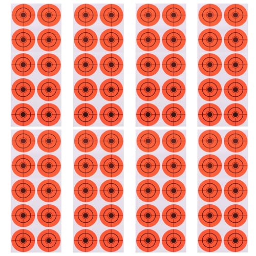 CLISPEED 250 Pegatinas Autoadhesivas de Papel Fluorescente Naranja para Entrenamiento de Tiro al Aire Libre, Ligeras Visualización Clara de Impactos para Arquería y Flechas