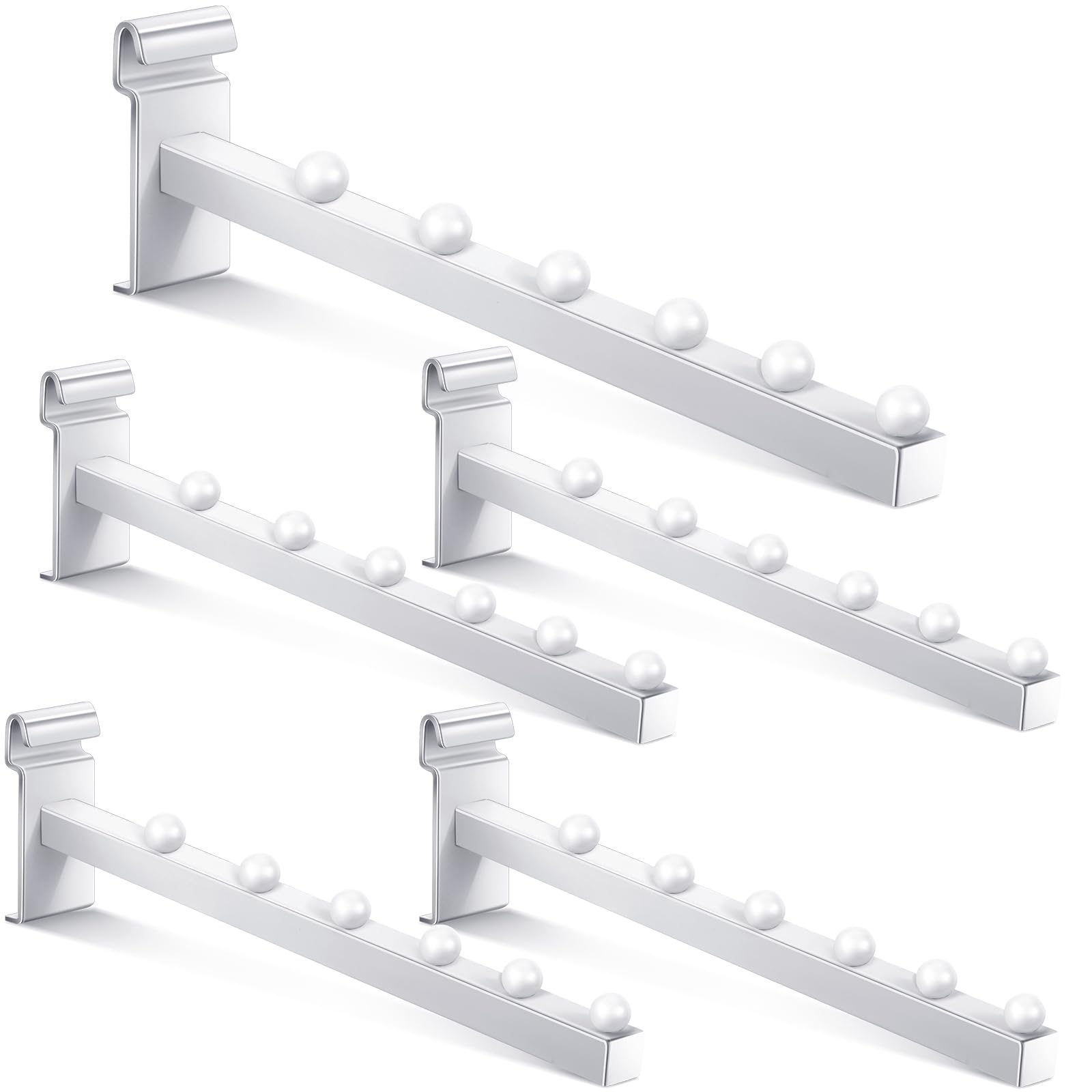 Oudain 5 Pack 6 Ball Grid Wall Accessories 15.75 in Gridwall Waterfall Hooks Waterfall Hangers Wire Grid Wall Display Rack Heavy Duty Hangers for Garment Retail, Home, and Garage(White)