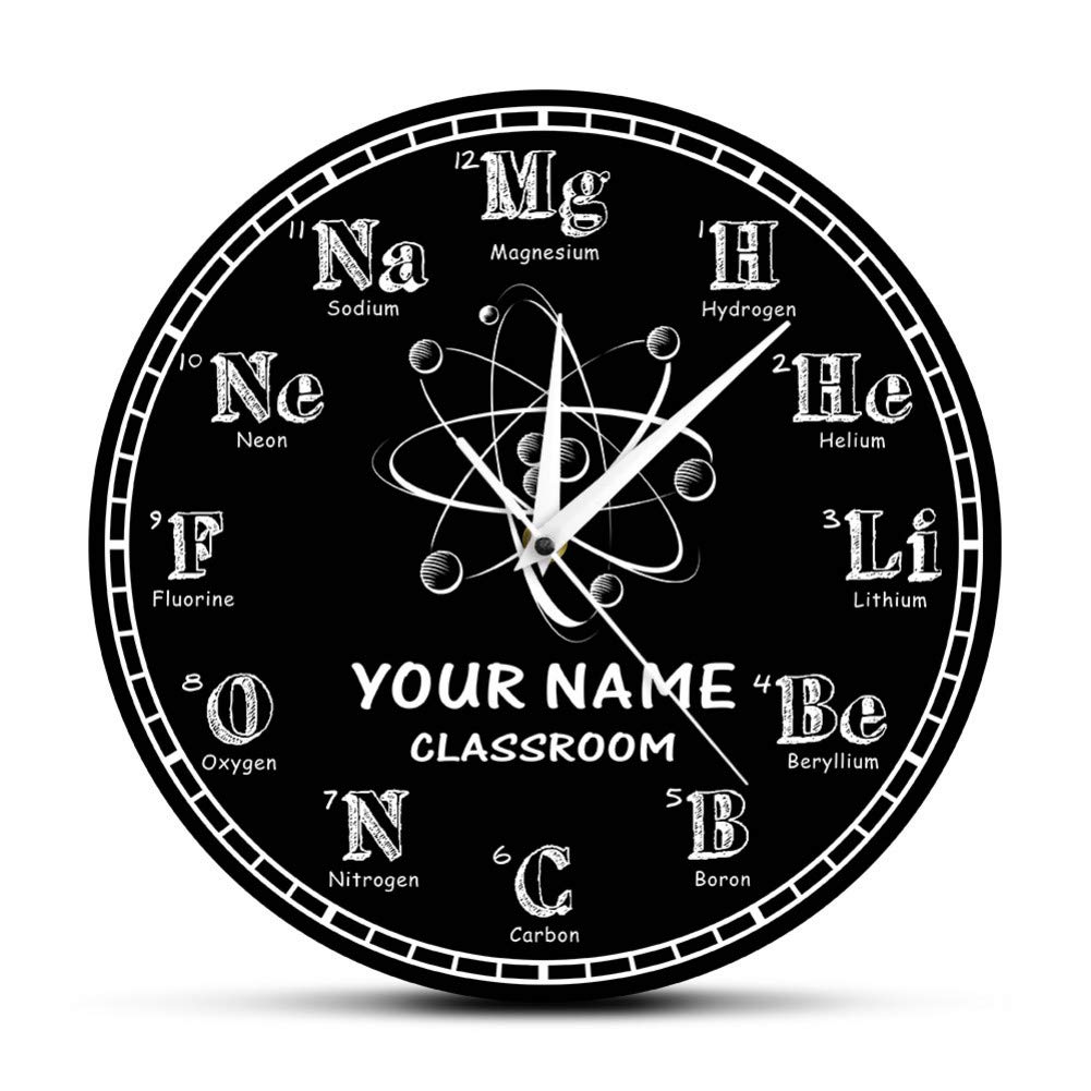 FIDMEK Wall Clock Chemical Symbols Wall Clock Periodic Table Chalkboard Chemistry Teacher'S Wall Clock Modern Wall Clock Classroom Wall Art Decor