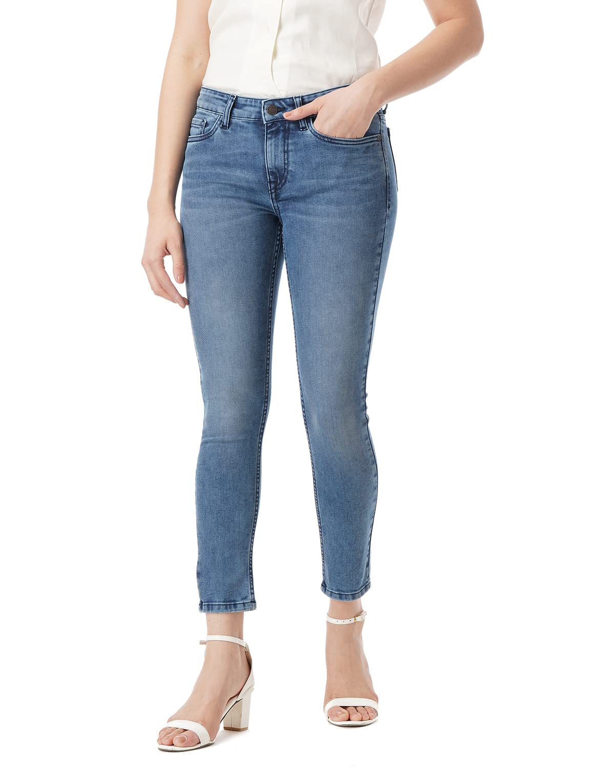 WROGN Women's Airflex Skinny Fit Jeans - Mid-Rise | Cotton Blend | Lightweight | Stretchable Fabric | Classic 5 Pocket Styling | Jeans for Women (Available in Plus Sizes) in neutral