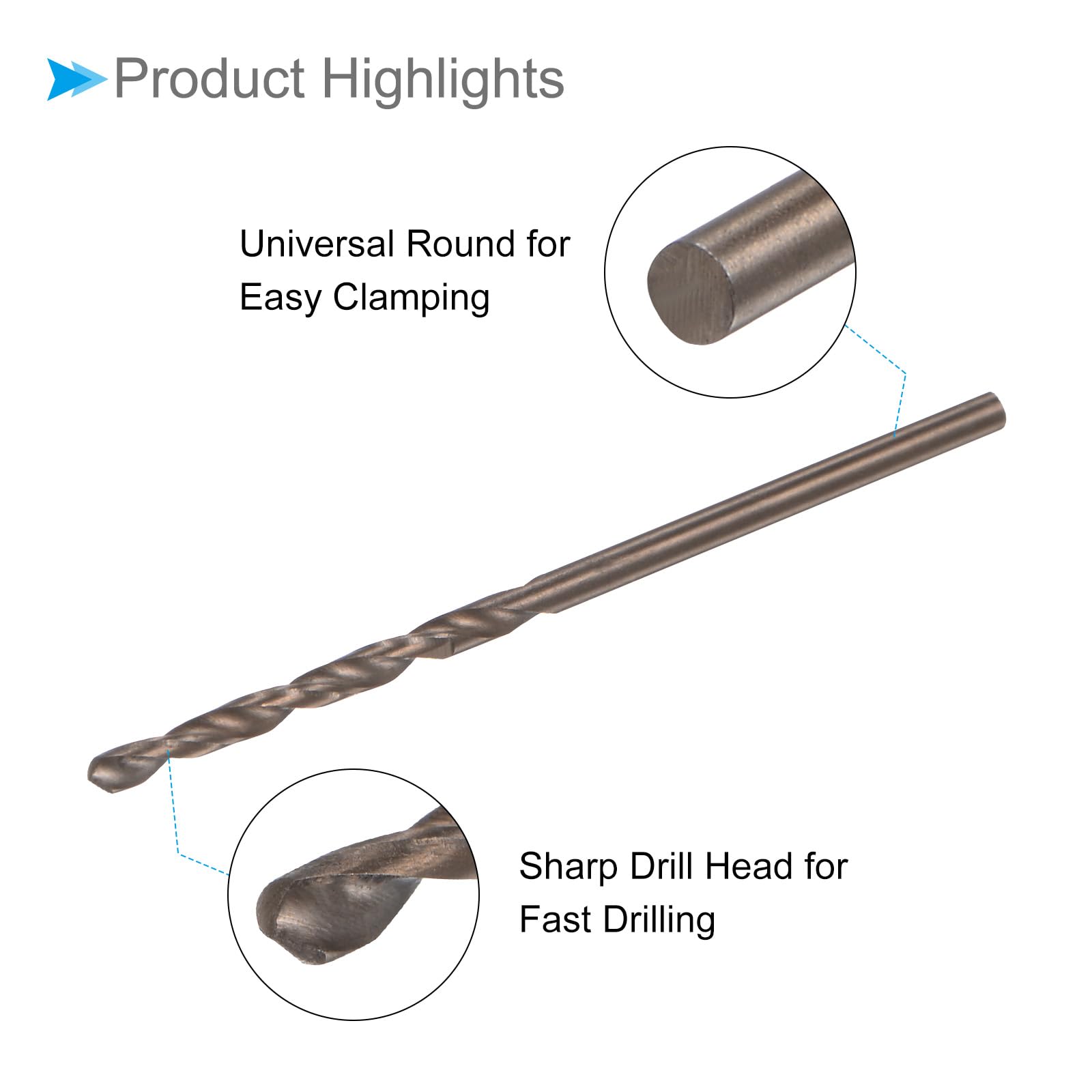 CoCud Cobalt Twist Drill Bits, 1.8mm Cutting Diameter 0.07" Shank - Image 4