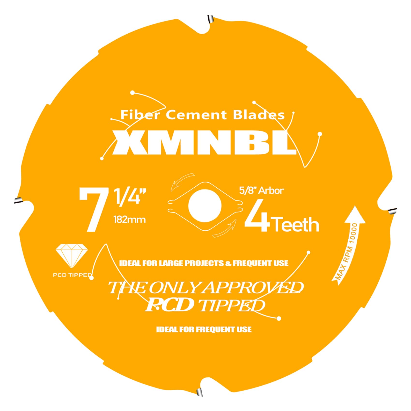 7-1/4 Inch 4T PCD Tipped Hardie Blade Fiber Cement Saw Blade, D0704DH Fit for Diablo 7-1/4 Circular Saw, for Fiber Cement Laminate Flooring, 5/8-Inch