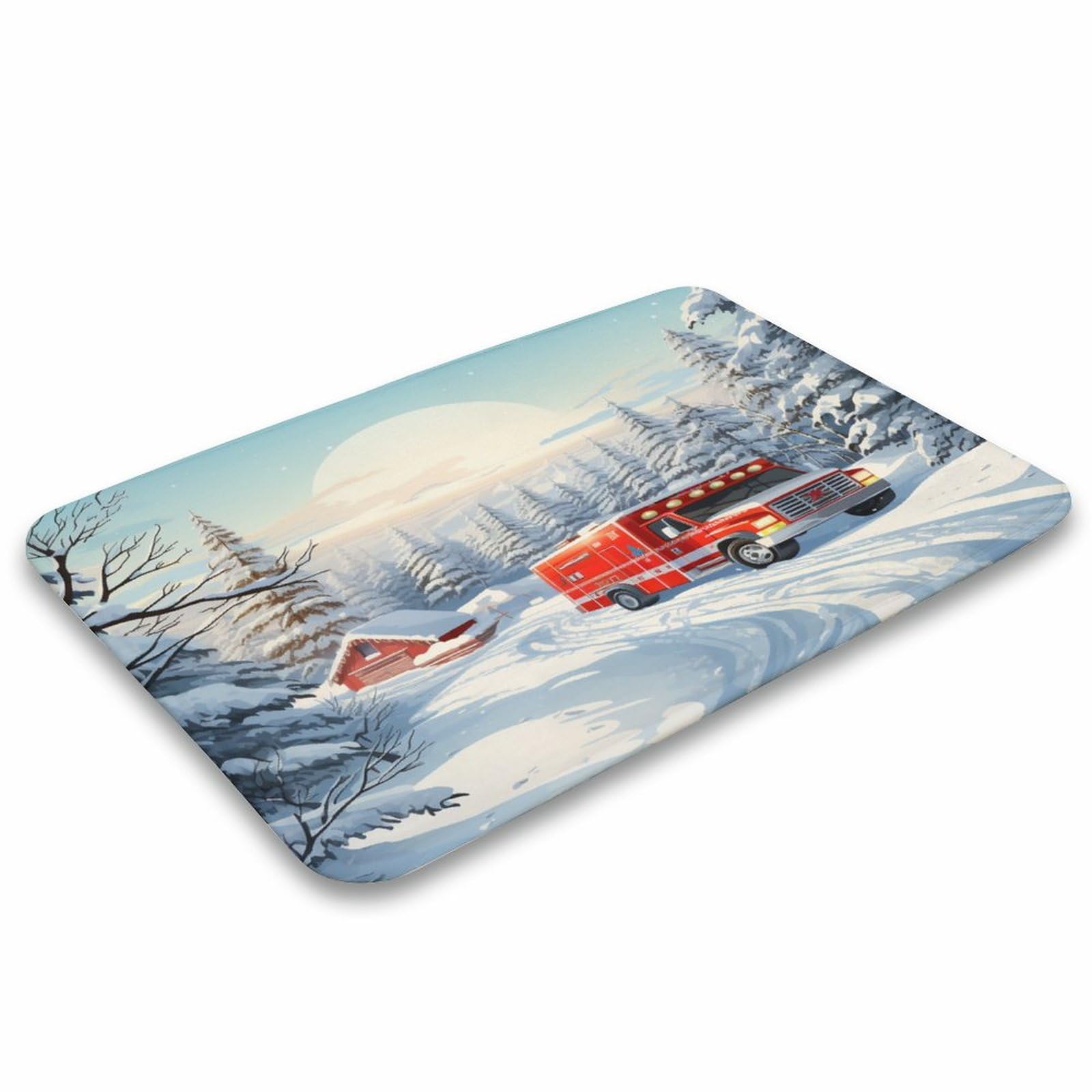 Cartoon Kids Bath Rug Cartoon Ambulance Christmas Tree Machine-Washable Plush Bathroom Decor Mat Non Slip Bathroom Rugs Bedroom Rug Kitchen Toilet Floor 20