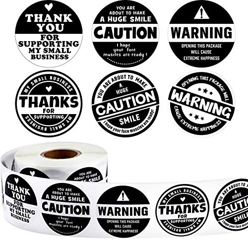 600 Pieces Thank You Roll Stickers Black and White Extreme Happiness Sticker Thank You for Supporting My Business Sealing Label Decor for Business or Personal Wrapping Supplies 1.5 Inch