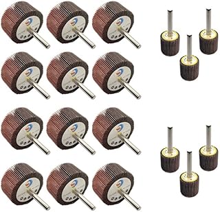 WA 18PCS [2"x1"x1/4" Grit 40(x3), Grit 60(x3), Grit 80(x3), Grit 120(x3)] and [1"x1"x1/4" Grit 60(x3), Grit 80(x3)] High Performance Assorted Mounted Flap Wheel with 1/4" Shank