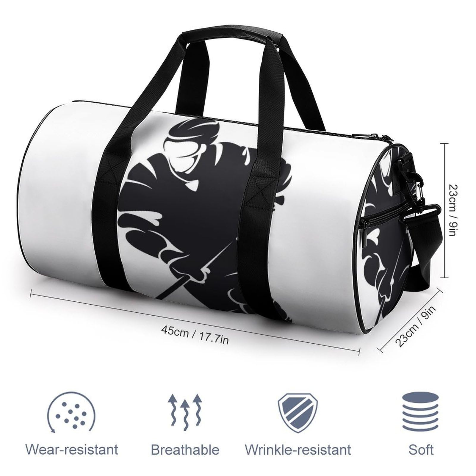Joueur De Hockey Sac De Sport Gym Sac De Voyage Sac Week-End Duffel Bag pour Camping Randonnée Voyage 45x23x23cm