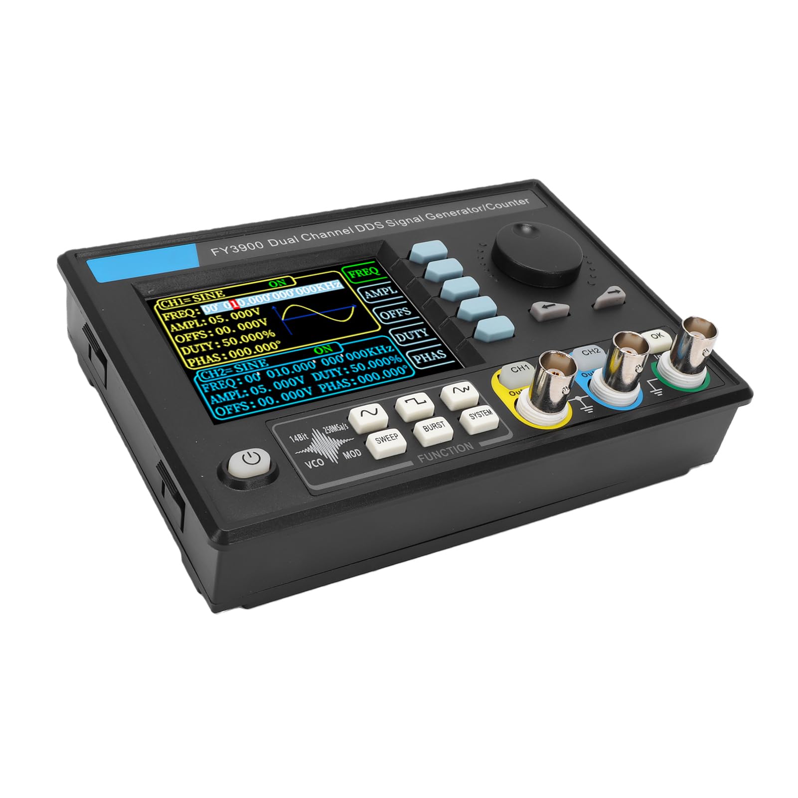 FTVOGUE Generador de Señal de Doble Canal 30MHz, 250MSa/s con LCD TFT de