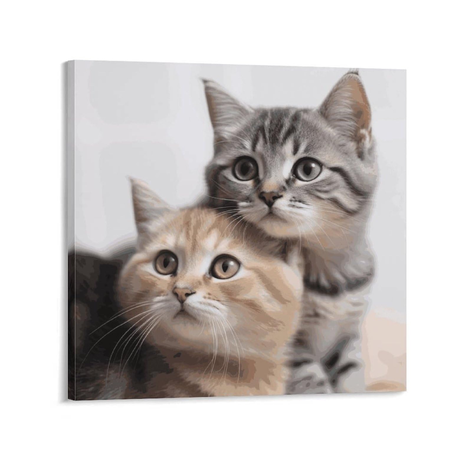 KLOPH Cats Canvas Wall Art for Living Room 10x10inch Modern Artwork Painting for Bathroom Hanging Canvas Prints Aesthetic Wallart for Bedroom Kitchen Office Wall Decor