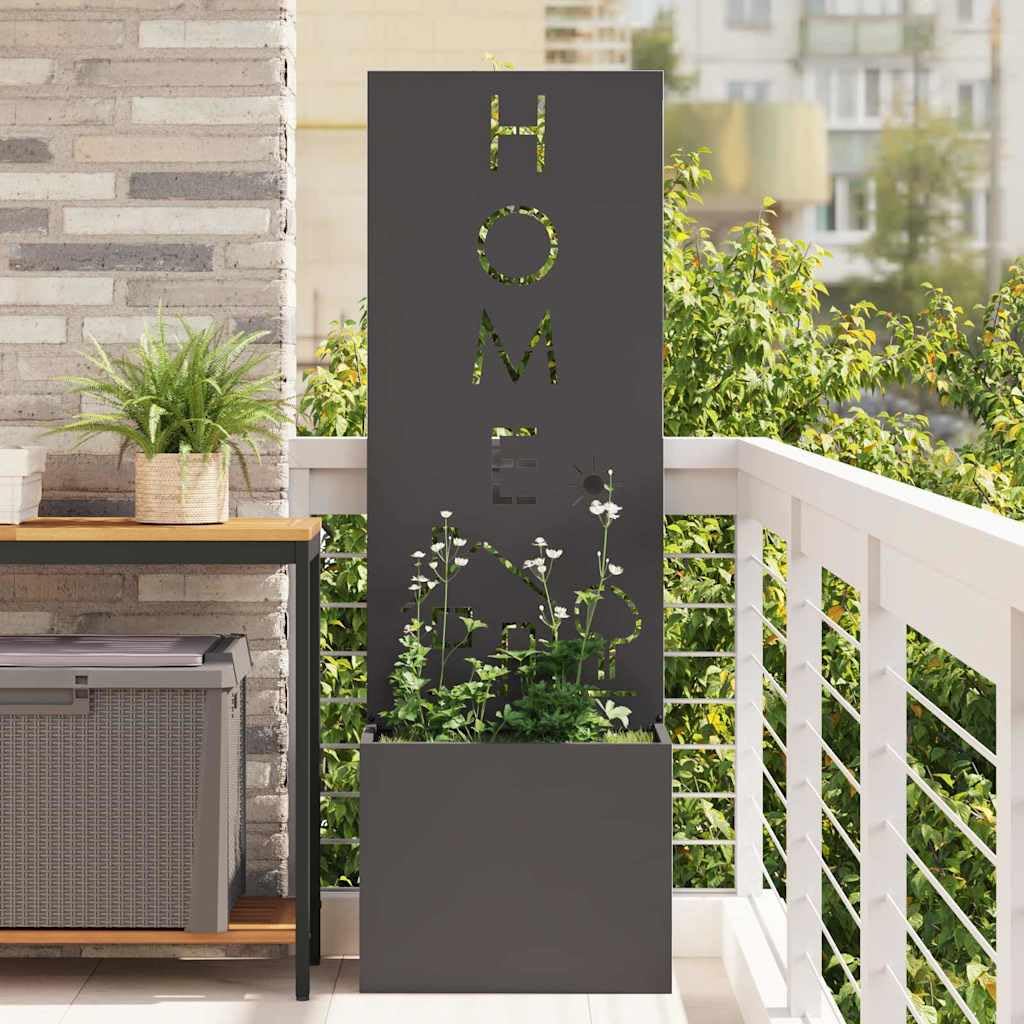 Tomostar Jardinière avec Brise Vue, Bac à Fleurs Lit de Jardin Surélevé Fretwork Noir 50 x 140 cm