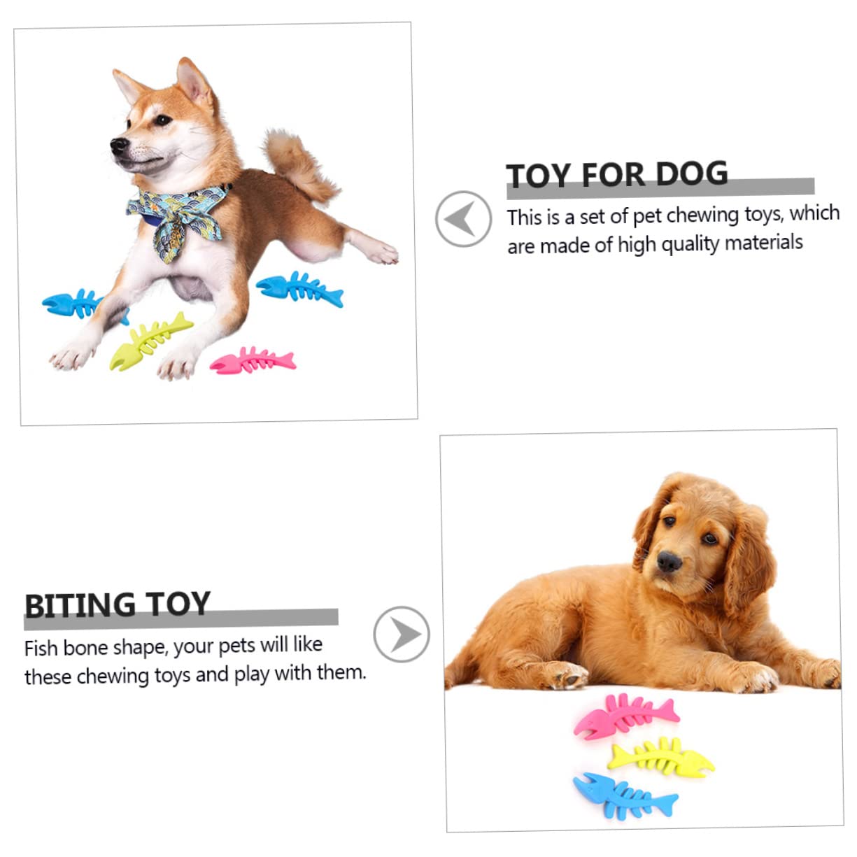 Giocattolo per Cani da Masticare a Forma di Pesce per Pulire i Denti e Ridurre l'Ansia in Tpr Alimentare 12,5 X 5 X 0,3 CM per Cuccioli e Cani Adulti