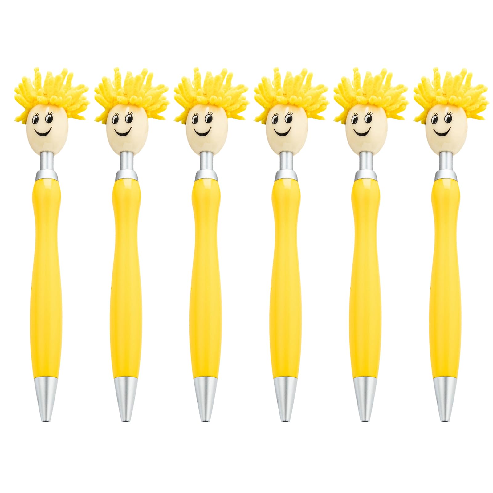 Buxuaaaa 6pcs Smooth Writing Pen Mop Head Pen Pressing 1.0mm Retractable Ballpoint School
