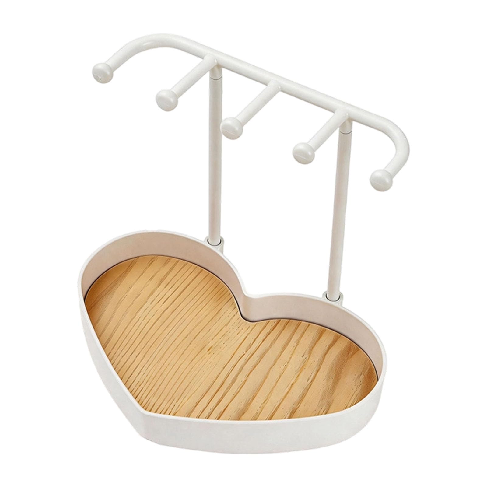 RGYBAO Practical Jewelry Organizers Heart Shape Decorative Necklace Hanging Stand Iron Wood Texture for Home or Store Display Jewelry Storage for Desk