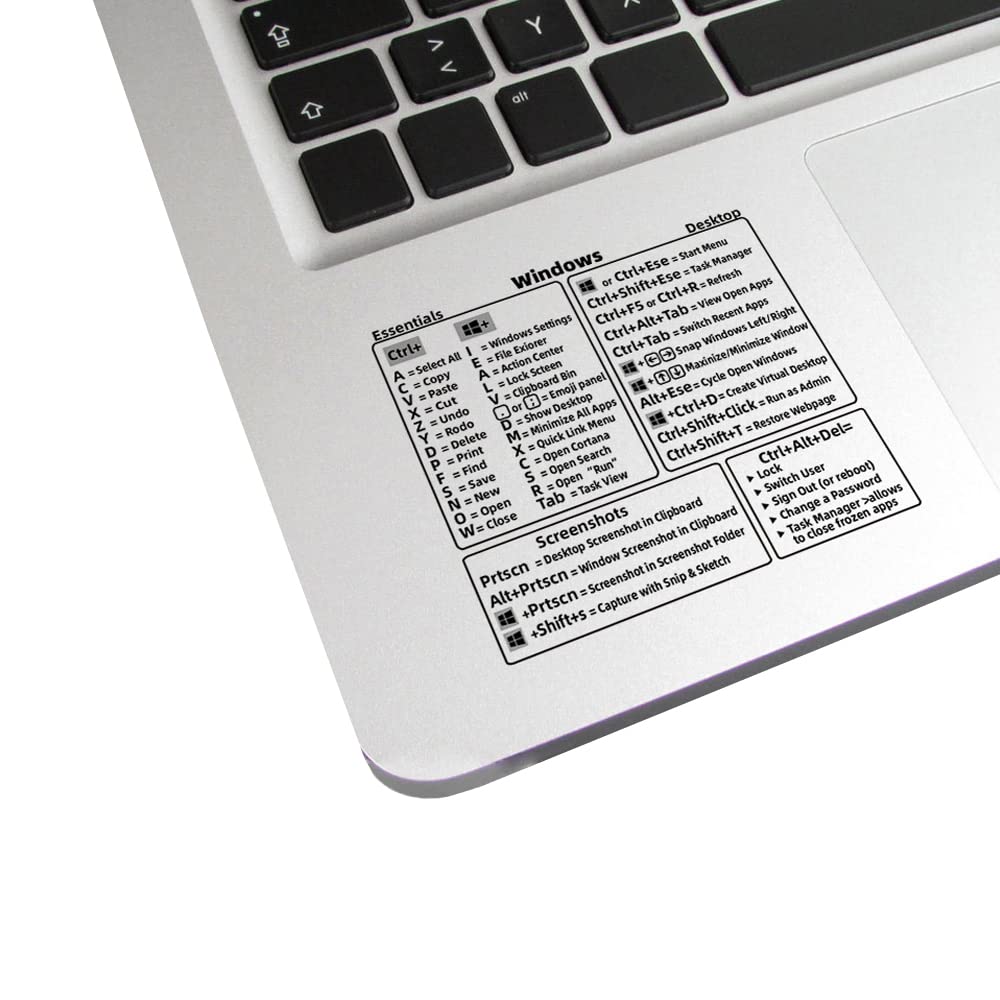 Booge2 Pcs Clear Vinyl Windows PC Quick Reference Keyboard Shortcuts Stickers, Laotop Shortcut Stickers Compatible with Windows