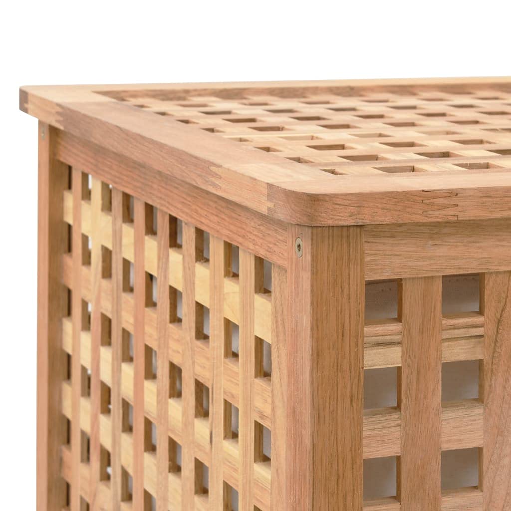 Generico Wäschekorb aus massivem Walnussholz 87,5 x 46 x 67 cm, Wäscheschrank mit 2 separaten Fächern und abnehmbaren Stoffbeuteln für Bad und Schlafzimmer