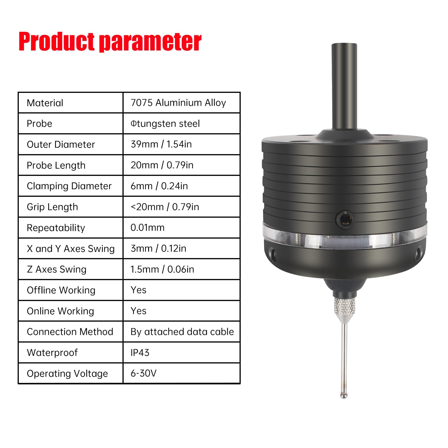XUNKUNER - Sonda táctil CNC 3D Mach3 para buscador de bordes, buscador electrónico para centro de torno CNC
