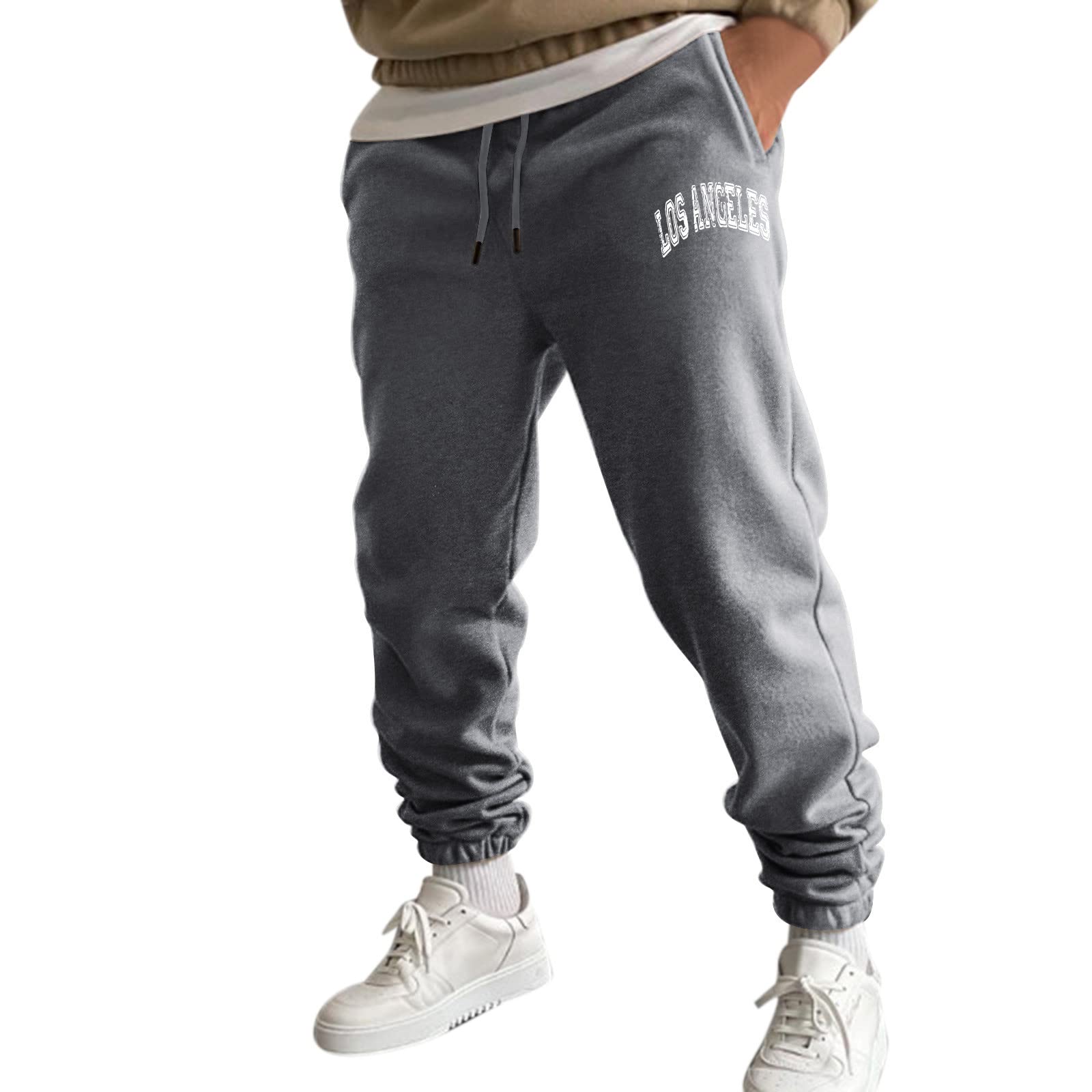 NQyIOSMen's Cargo Pants Loose fit Tracksuit Bottoms Running Trousers with Pockets Winter Warm Casual Oversized Sports Jogger Pants Baggy Sweatpants Mens Chinos Stretchable Slim Fit