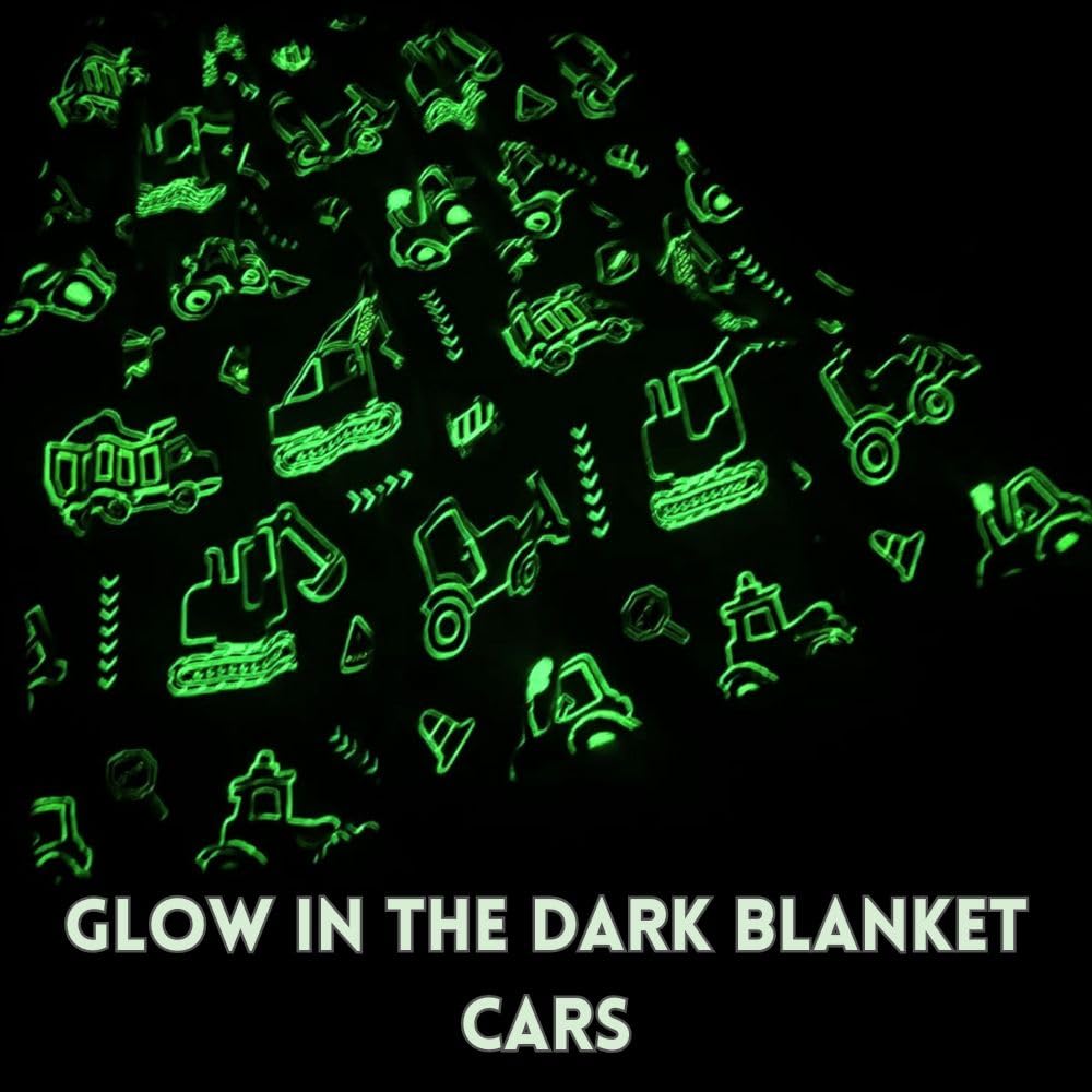 Happy Hues Vehicles Glow in The Dark Blanket-200 x 150 cm- Super Soft Fluffy Flannel Fleece All Season Blanket for Babies-Toddlers-Kids & Teen Boys & Girls-Gifting Ideas for 0-15 Years 1