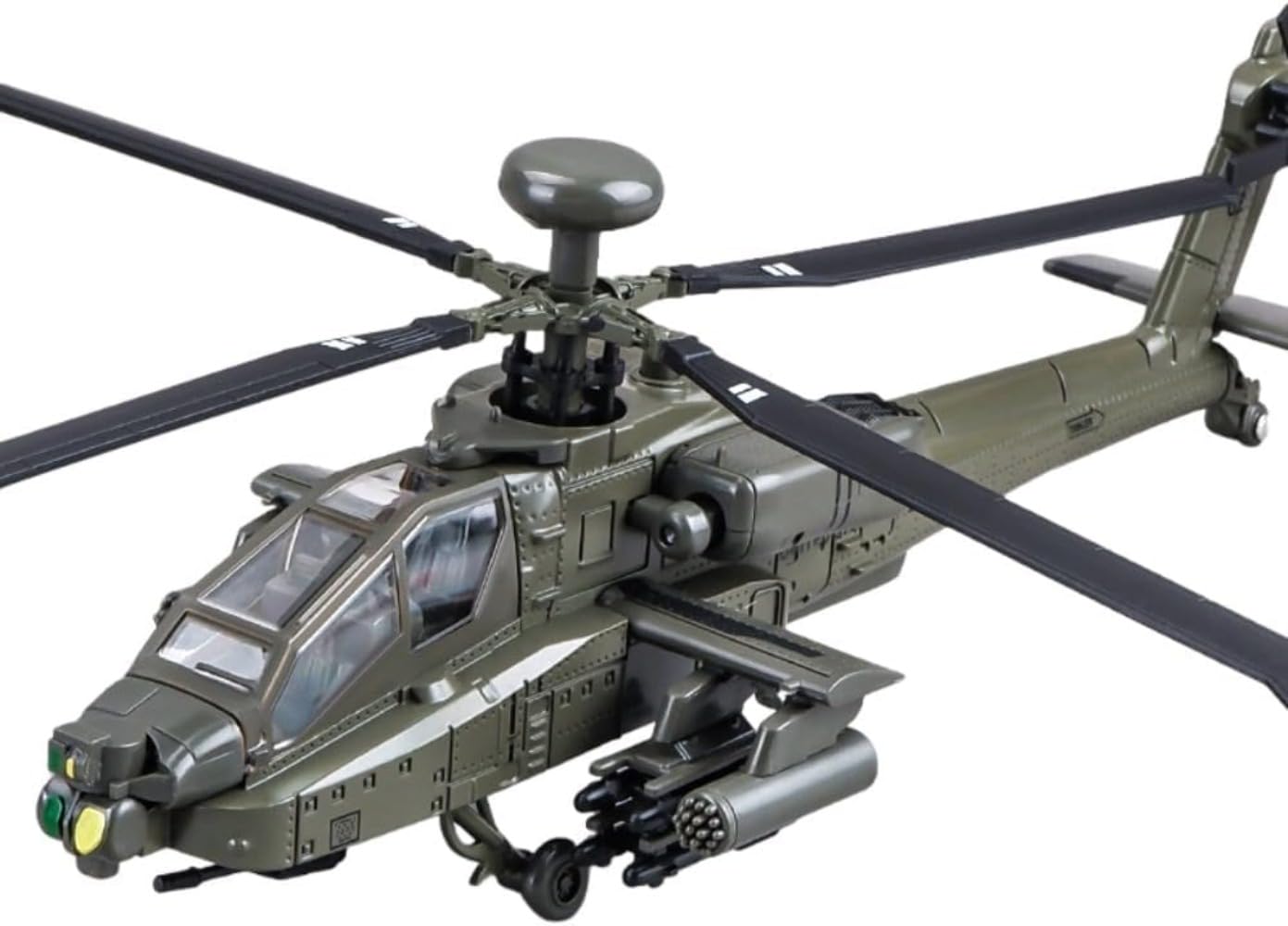 Armed Helicopter Alloy Model 9.4in Military Matte Green Sound Light Display