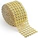 Foraineam 10 Yards / 30 Feet Golden Diamond Ribbon Wrap Faux Rhinestone Crystal Ribbon Flower Shape Mesh Wrap Roll for Event Party Wedding Decoration