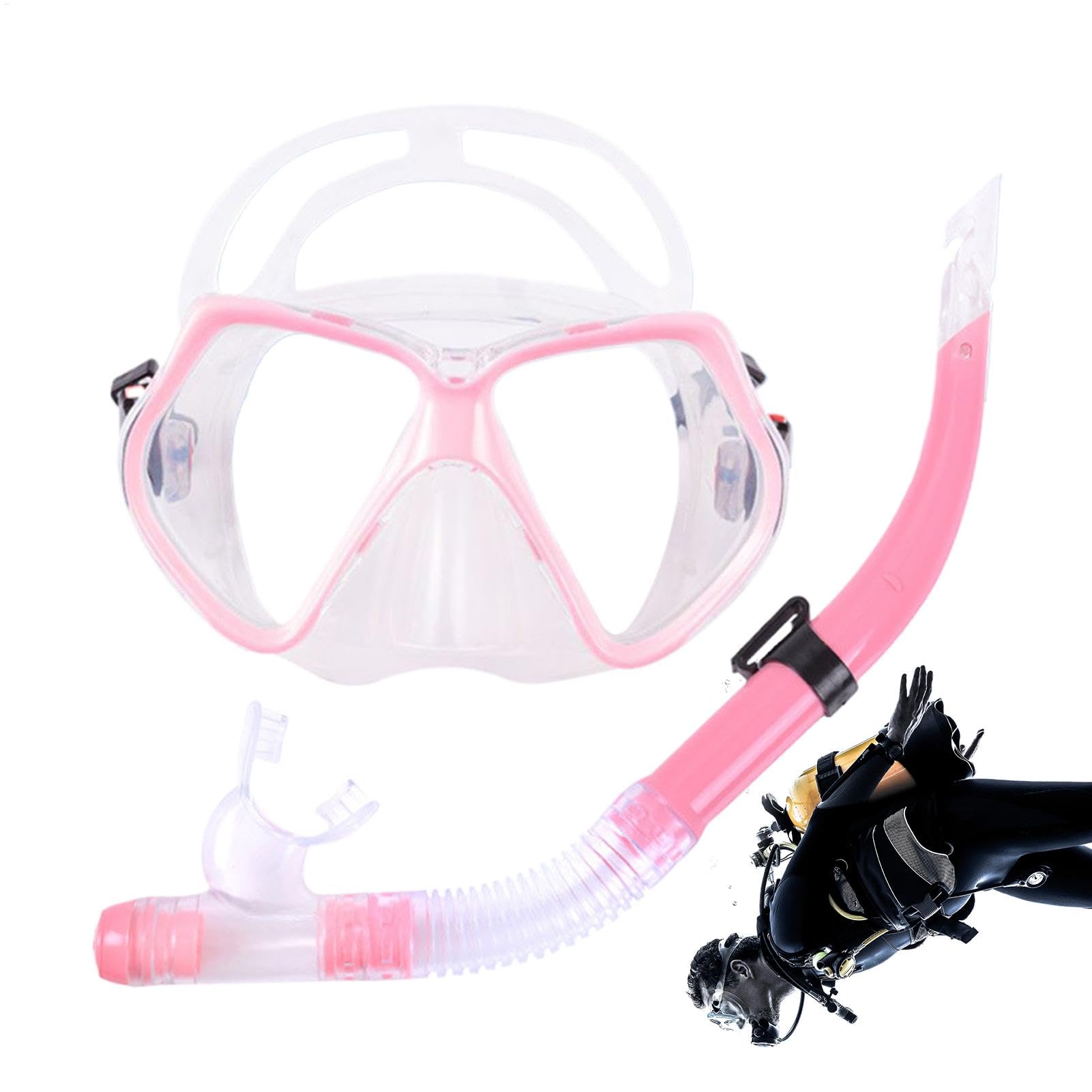 Set da snorkeling per adulti, maschera da nuoto per adulti, anti-perdite e anti-appannamento, attrezzatura professionale per snorkeling, vista panoramica, respirazione sicura