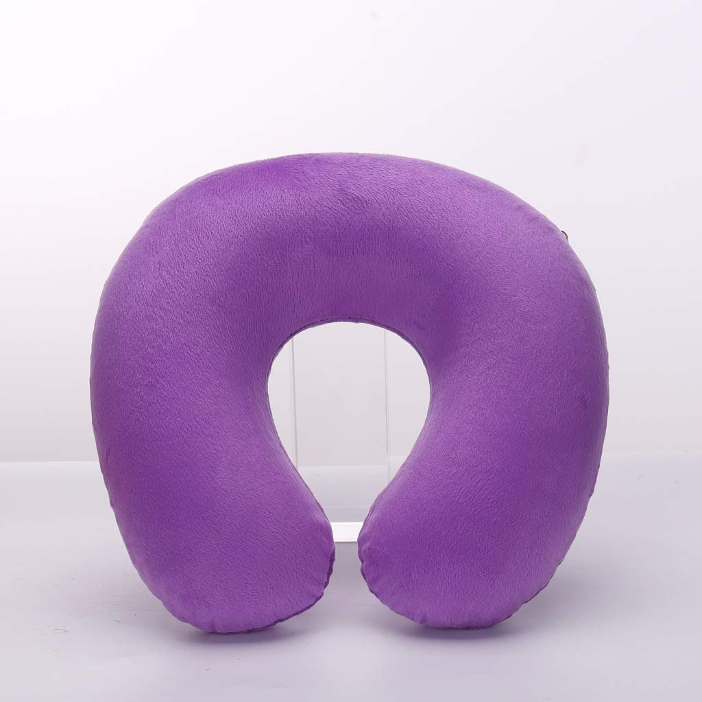 KANGKAIShort plush coat PVC pillow core inflatable pillow outdoor travel pillow U-shaped pillow Inflatable Blow up Neck Pillow for Holiday and Travel Comfort. Compact and Light for Easy Storage【Puple】