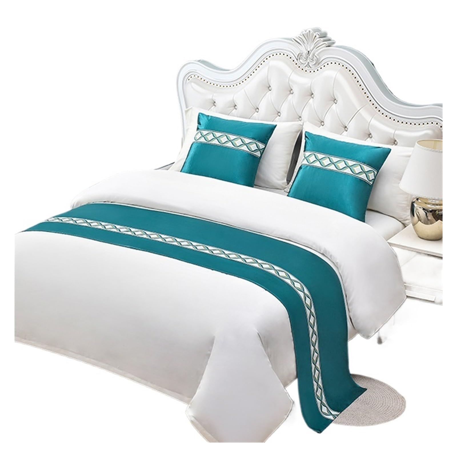 SHENJMAI Bed Runner Luxury Geometric Lattice Bedspreads Bed Runner Throw Bedding Single Queen King Cover Towel Home Hotel Decorations(C,50x160cm bed runner)