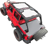 Vista 45 de Shadeidea JK Parasol Superior Compatible con Jeep Wrangler JKU Cobertura de Techo de Malla Suave (2007-2018) - Bloqueador UV de Ruido del Viento