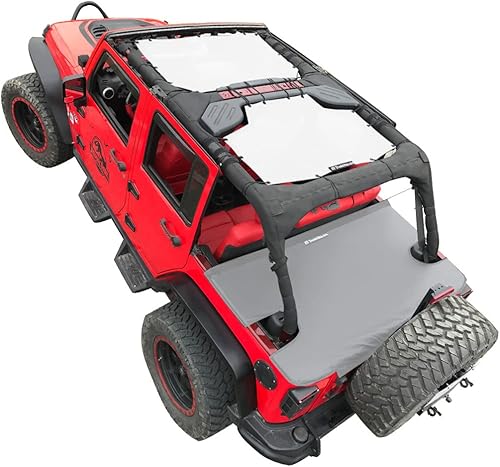 Shadeidea - Parasol para Jeep Wrangler, JK de 4 puertas, parte frontal y trasera, cubierta JKU de malla blanca, bloqueador UV con bolsa de agarre