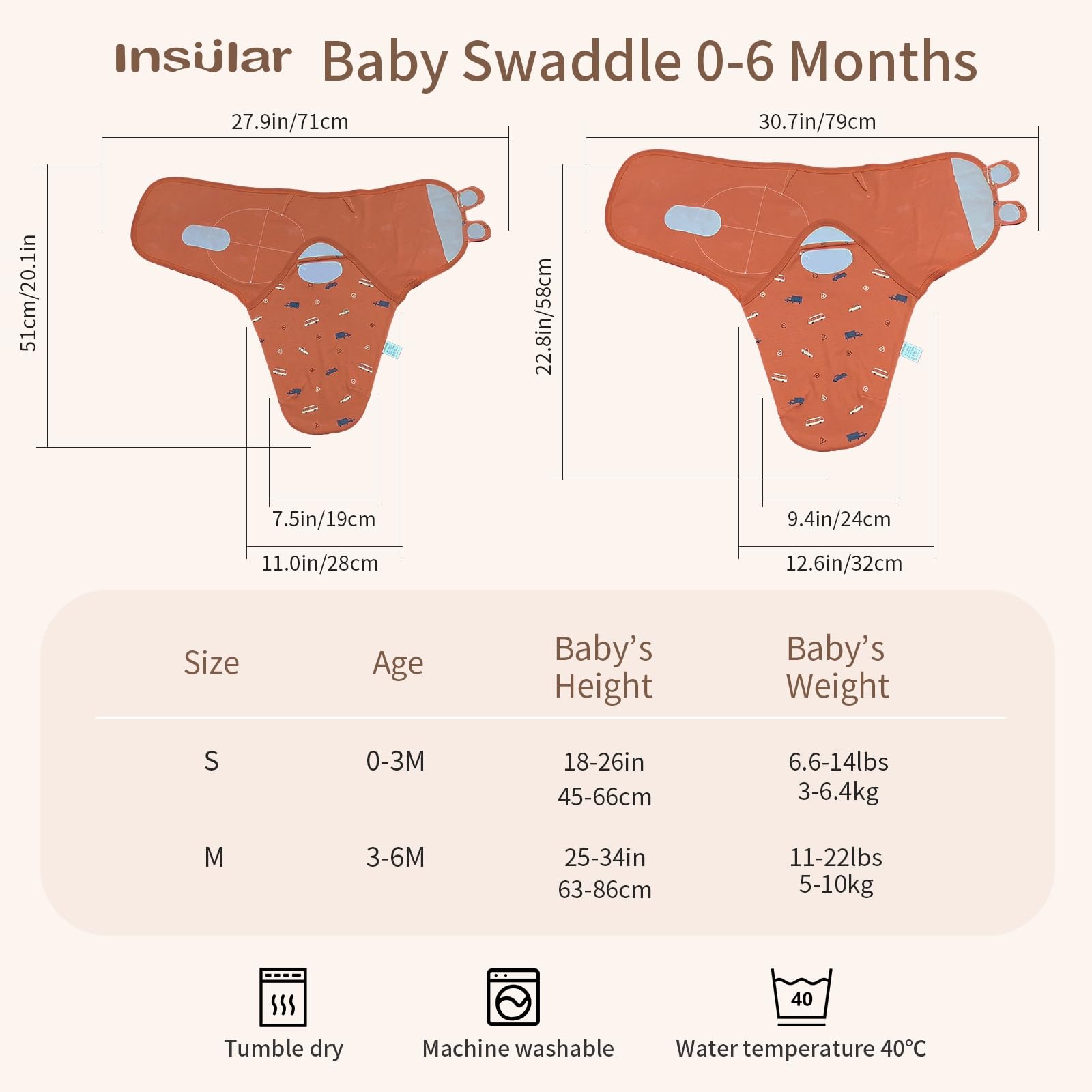 Cozy Baby Swaddle Wrap Set – 3 Pack Soft Cotton Sleep Sacks For Newborns 0-3 Months, Adjustable & Snug For Boys & Girls (Orange Car Design) - View #3