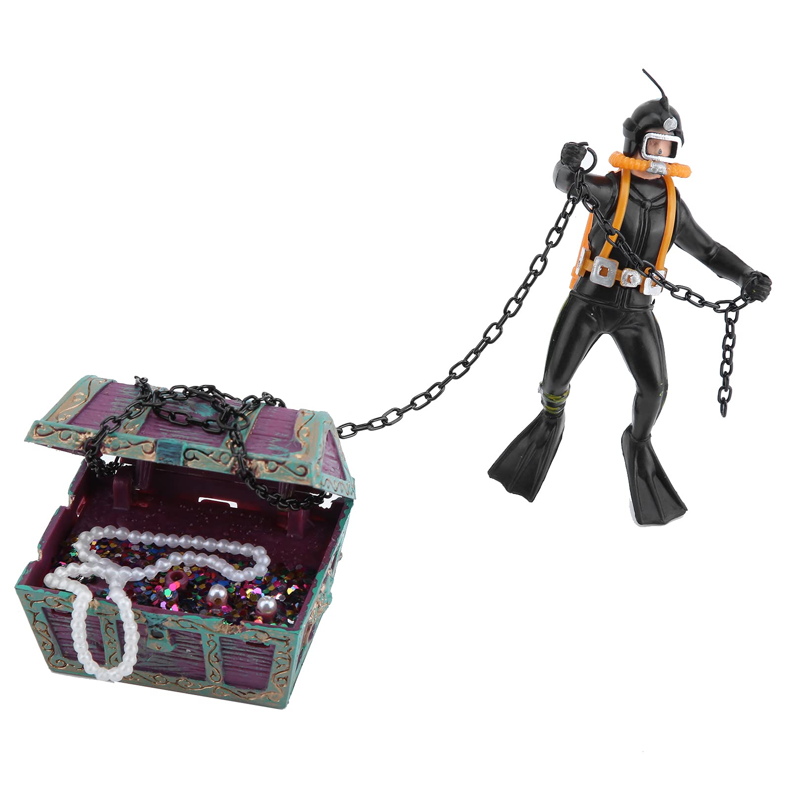 Acuario Cofre del Tesoro Adorno de Acuario Acción Submarino Cofre del Tesoro Buzo Tanque de Peces Decoración subacuática