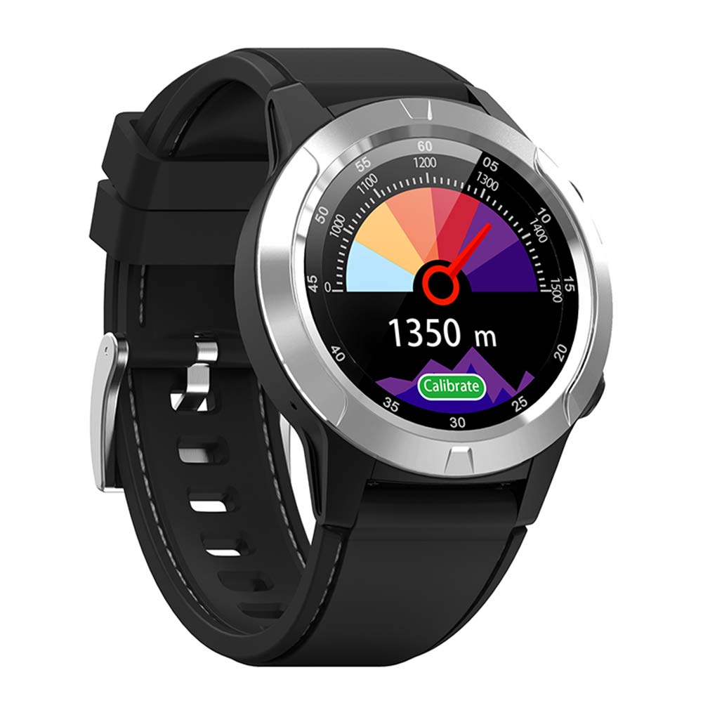 Orologio GPS da Uomo Intelligente, cardiofrequenzimetro Impermeabile Bluetooth IP67 da Donna, Orologio da Corsa con Bussola,Argento