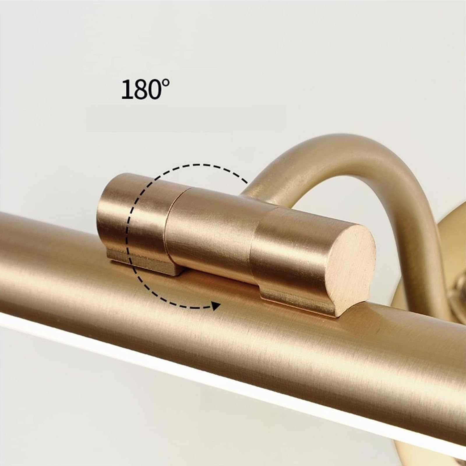 Lampada a LED per quadri, dimmerabile, in metallo, con braccio oscillante, cablata rigida, bianco caldo per cornici e ritratti, finitura in ottone dorato