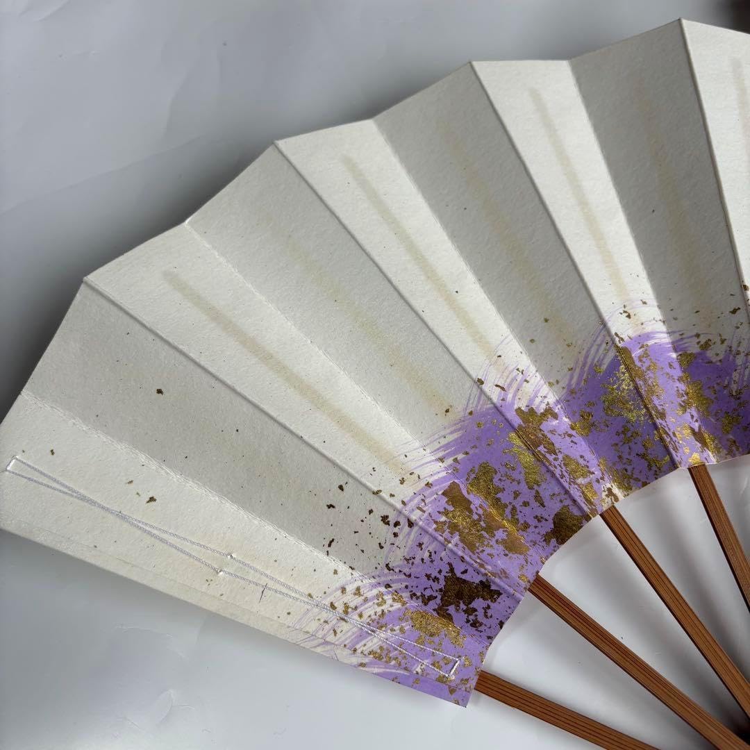 919)舞扇 4本セット 白 紫 金 煤竹