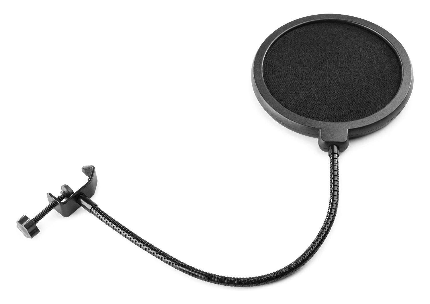 Vonyx CMS400B Set microfono Condensador de Estudio, Soporte de Mesa articulado, Anti-Pop, Paravientos y Cable. microfono Streaming, Podcast, Gaming, Youtube, microfono para pc, Color Negro y Dorado