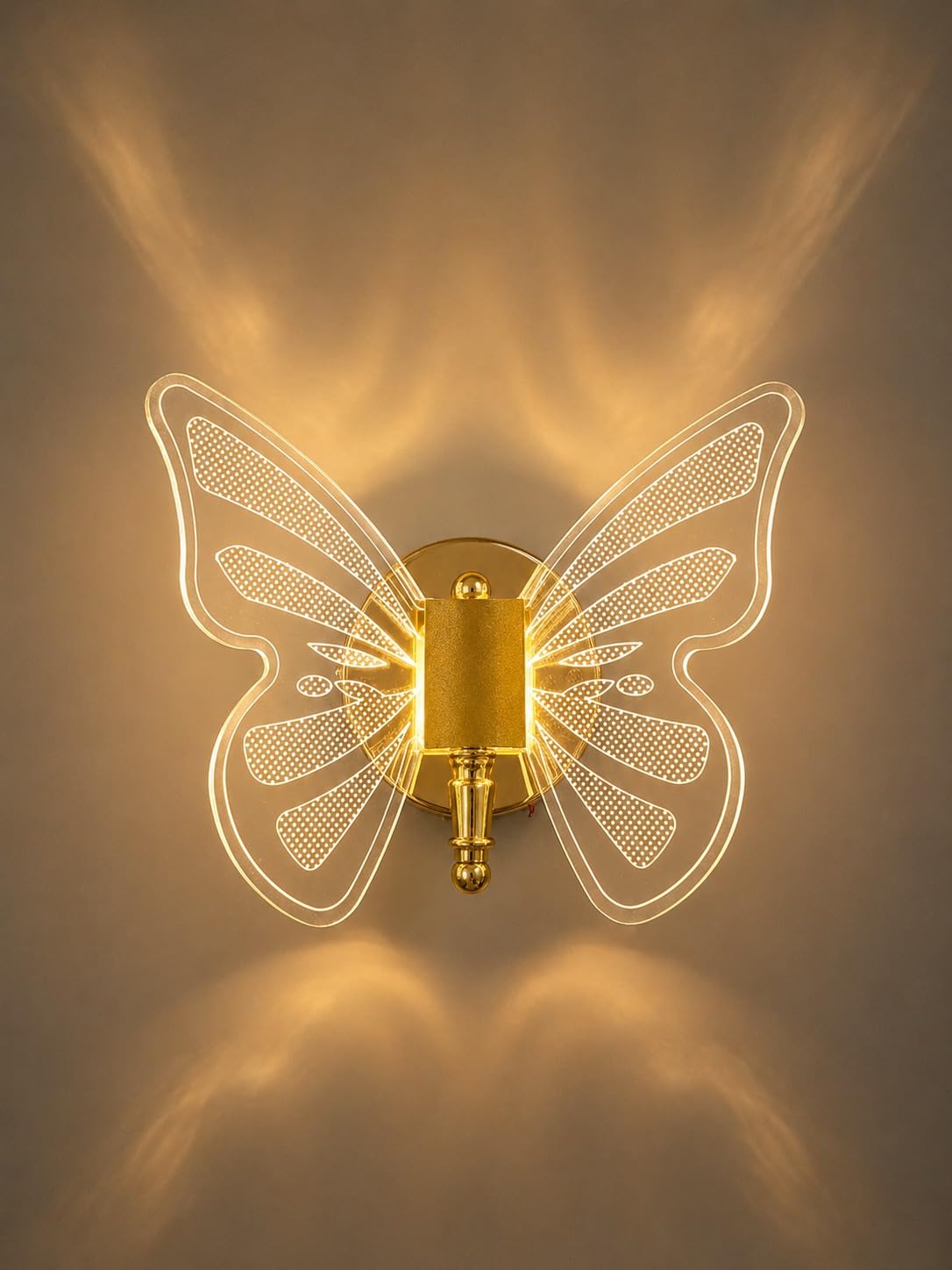 Butterfly LED Wall Light WL-113, Gold Finish, Acrylic Wings, 3 Colour Temperatures, 22x13 cm, Modern Decorative Sconce (1, Dotted) | VPROTECT | TBH | Think Bright Homes-image-40