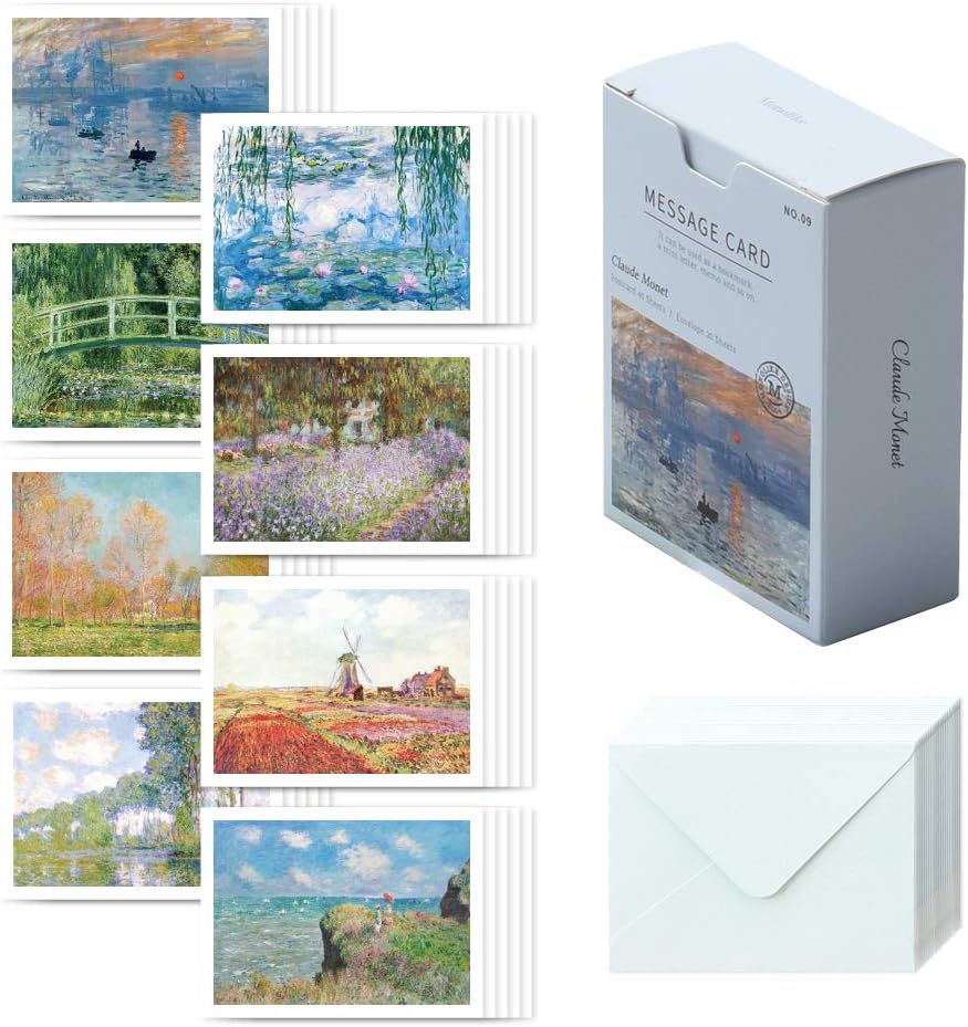 Monolike Message Monet Card - Mix 40 Mini Single cards, 20 envelopes Package