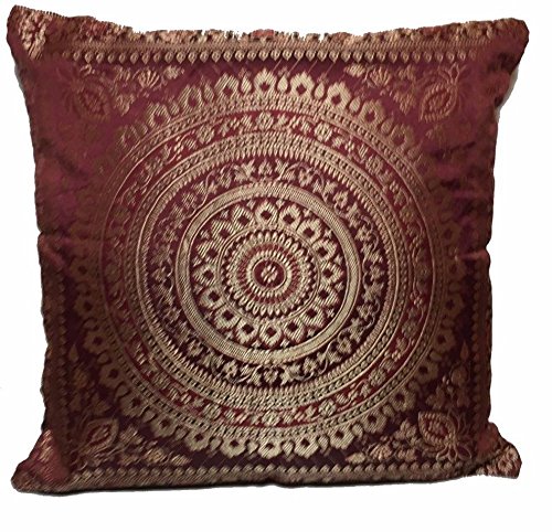 GANESHAM - Federa per cuscino in cotone con paillettes, stile indiano