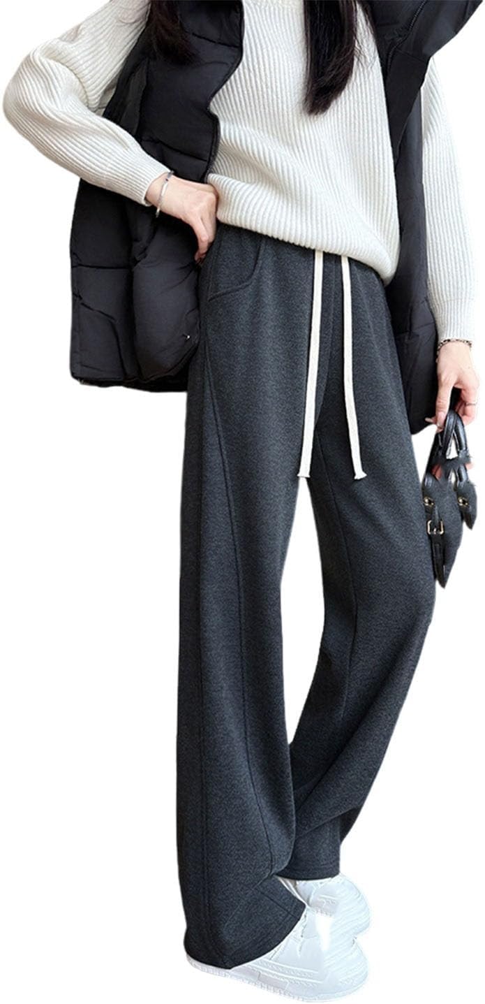 Women's Casual Pants Wide Leg Straight Athletic Pants Spring Fall Trousers for Women
