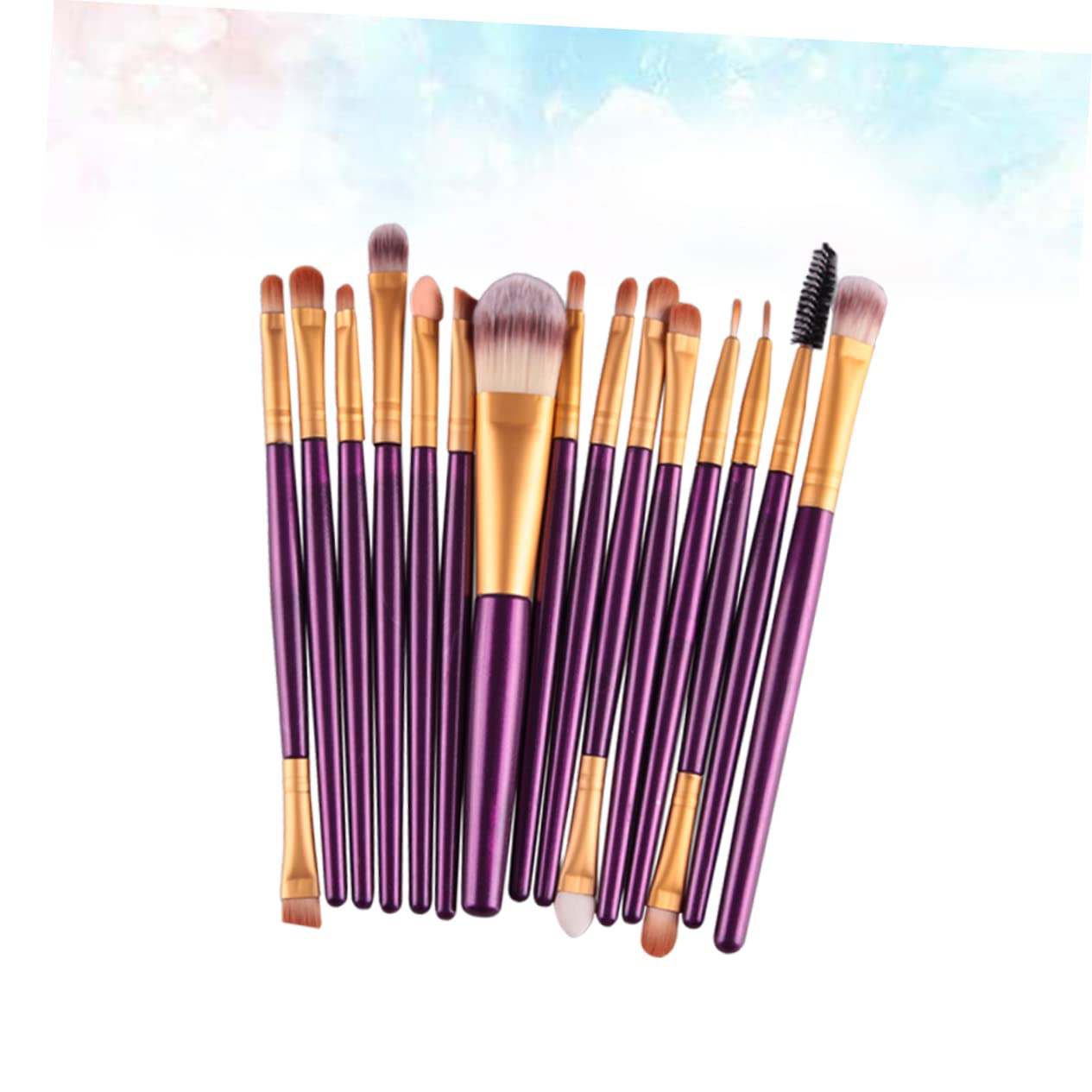FRCOLOR Set Di 3 Pennelli Per Il Trucco Setole in Nylon Pennello Per Fard Per Donna Manico in Plastica Dorata Pennelli Per Cosmetici Per Uso Quotidiano 15 Pezzi*3