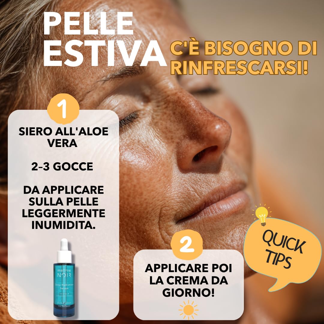 mellow NOIR Deep Hydration Serum 30ml Siero idratante con aloe vera | lenisce e idrata intensa, Cura del viso per la pelle secca e danneggiata, Vegano, Cosmetici naturali
