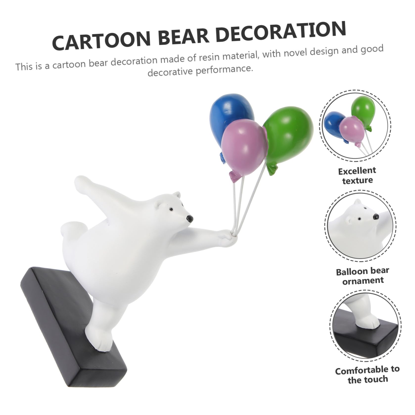 Scultura Orso in Resina Palloncino, Decorazione da Tavolo Vivid e Cartoon, Accessorio Unico per Foto e Arredo Camera o Ufficio