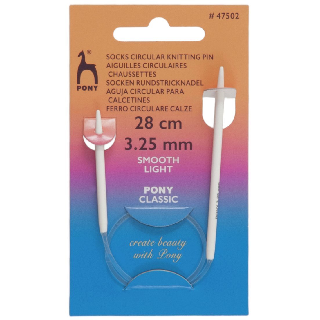 Pony Sock Circular Fixed Knitting Pins - 28Cm x 3.25mm