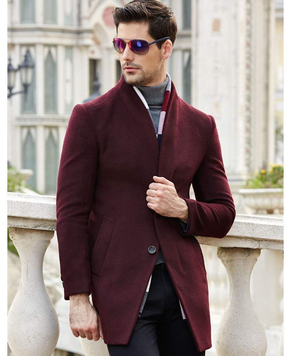 Huixin Płaszcz męski, zimowy, slim fit, biznesowy, długi, męski płaszcz, smukły, wiatroszczelny, kurtka z długim rękawem, stójka, ciepły płaszcz