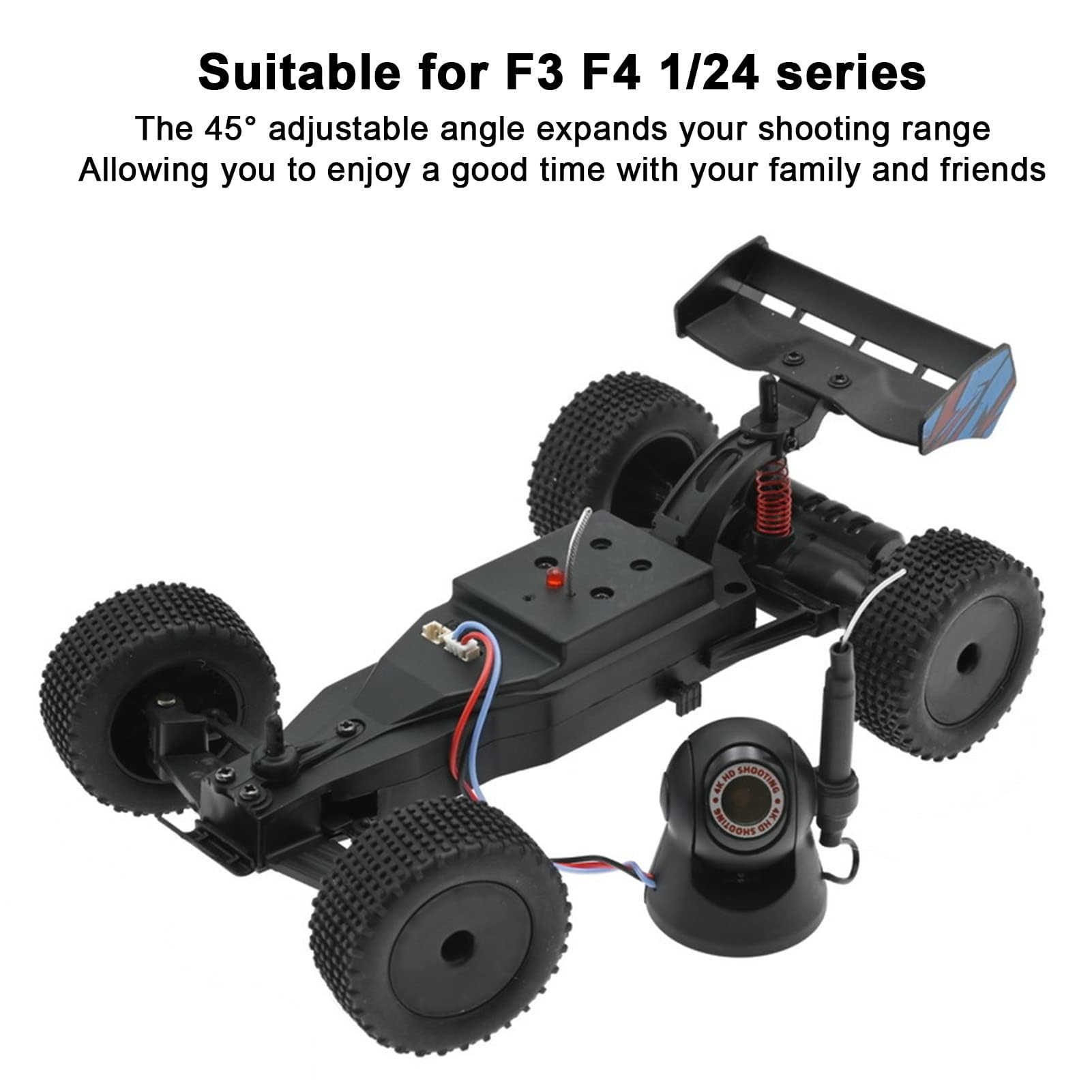 Cámara de Coche RC, cámara WiFi HD 720P Cámara de Coche con Control Remoto RC para picnics Serie F3 F4 1/24 Senderismo Viajes