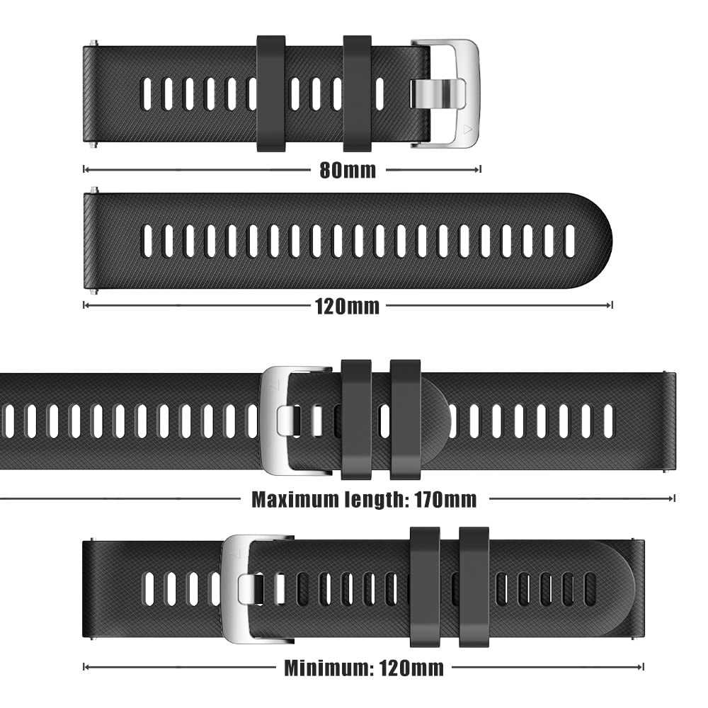 Silikonowa bransoletka kompatybilna z Garmin Forerunner 255 / Vivoactive 4 / Venu 2, zapasowy pasek do Gear S3/Huawei Watch GT, dla kobiet i mężczyzn