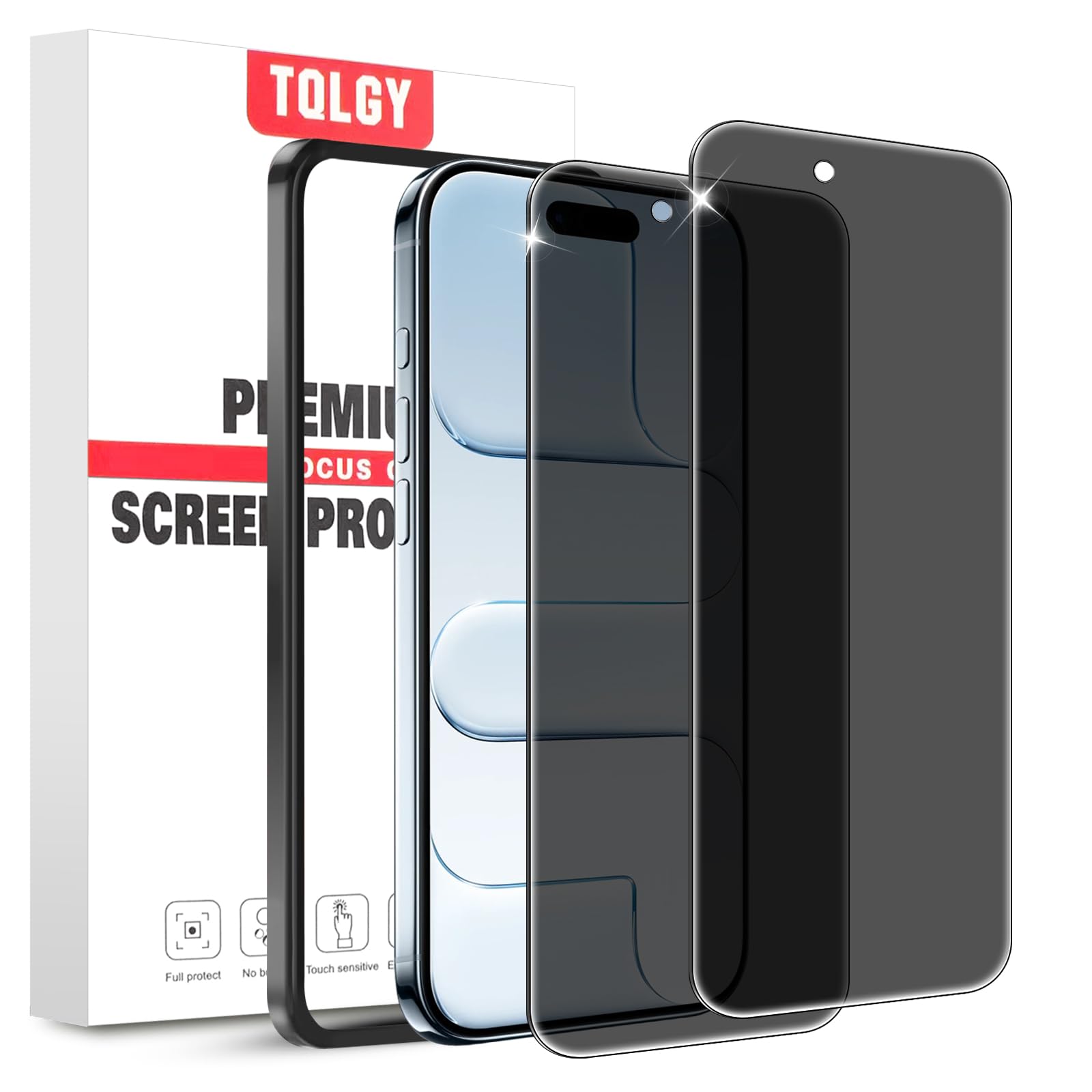 TQLGY Privacy Screen Protector for iPhone 17 Air 6.5-Inch, Anti-Spy Private Tempered Glass with Easy Installation Tool, Anti-Scratch, Case Friendly, 2-Pack