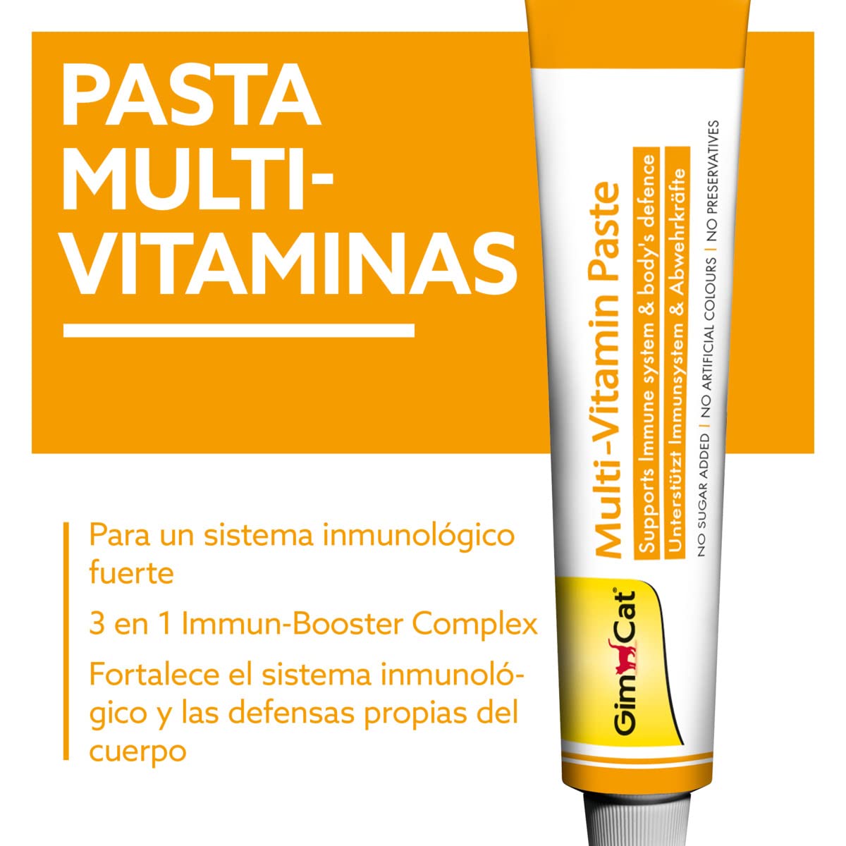 GimCat Multi-Vitamin, pasta multivitaminas - Saludable snack para gatos que activa las defensas y fortalece el sistema inmunológico - 1 tubo (1 x 200 g)