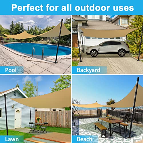 Shade Sail Poles,Height-Adjustable Sun Shade Poles,Double-Fold Pulley Sun Sail Poles For Patio Lawn Garden Deck Playground Backyard(Black) #TOP6